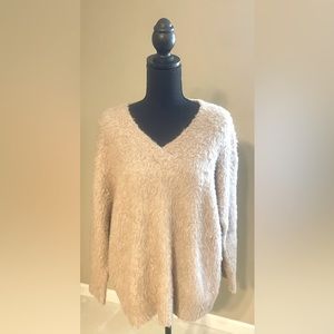 Taupe Mohair V-Neck Anthropologie Sweater Size M